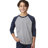 Next Level Youth Mid Navy/Dark Heather Gray CVC 3/4-Sleeve Raglan Tee