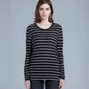 AS Colour Women's Black/White Fine Stripe Long Sleeve Tee