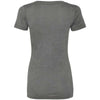 Next Level Women's Dark Gray Burnout Deep V Tee