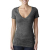 Next Level Women's Dark Gray Burnout Deep V Tee