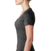 Next Level Women's Dark Gray Burnout Deep V Tee