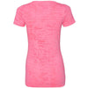 Next Level Women's Neon Pink Burnout Deep V Tee