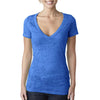 Next Level Women's Royal Burnout Deep V Tee