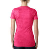 Next Level Women's Shocking Pink Burnout Deep V Tee