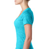 Next Level Women's Tahiti Blue Burnout Deep V Tee