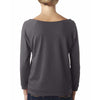 Next Level Women's Dark Gray Terry Raw-Edge 3/4-Sleeve Raglan Tee