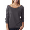 Next Level Women's Dark Grey Terry Raw-Edge 3/4-Sleeve Raglan Tee