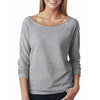Next Level Women's Heather Grey Terry Raw-Edge 3/4-Sleeve Raglan Tee