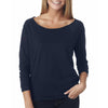 Next Level Women's Midnight Navy Terry Raw-Edge 3/4-Sleeve Raglan Tee