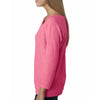 Next Level Women's Neon Heather Pink Terry Raw-Edge 3/4-Sleeve Raglan Tee