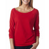 Next Level Women's Red Terry Raw-Edge 3/4-Sleeve Raglan Tee