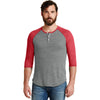 Alternative Men's Eco Grey/Eco True Red Eco-Jersey 3/4-Sleeve Raglan Henley