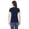 American Apparel Women's Navy Poly-Cotton Short-Sleeve Crewneck