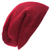 Port Authority Deep Red/Black Rib Knit Slouch Beanie