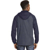 Sport-Tek Men's True Navy Heather/True Navy Colorblock Raglan Hooded Wind Jacket