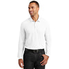 Port Authority Men's White Long Sleeve Core Classic Pique Polo