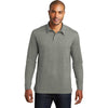 Port Authority Men's Monument Grey Long Sleeve Meridian Cotton Blend Polo