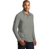 Port Authority Men's Monument Grey Long Sleeve Meridian Cotton Blend Polo