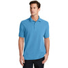 Port & Company Men's Aquatic Blue Ring Spun Pique Polo