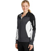 Sport-Tek Women's Black/Graphite Heather/White Tech Fleece Colorblock Full-Zip Hooded Jacket