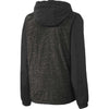 Sport-Tek Women's Black Heather/Black Colorblock Raglan Hooded Wind Jacket