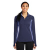 Sport-Tek Women's True Navy/True Navy Heather Sport-Wick Stretch Contrast 1/2-Zip Pullover