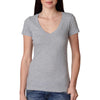 Next Level Women's Heather Grey Deep V-Neck Tee