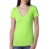 Next Level Women's Neon Green Deep V-Neck Tee