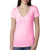 Next Level Women's Neon Heather Pink Deep V-Neck Tee
