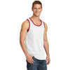 Port & Company Men's White/Red Core Cotton Tank Top