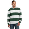 Sport-Tek Men's Forest Green/White Classic Long Sleeve Rugby Polo