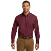 Port Authority Men's Burgundy Long Sleeve Carefree Poplin Shirt