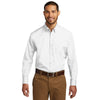 Port Authority Men's White Long Sleeve Carefree Poplin Shirt