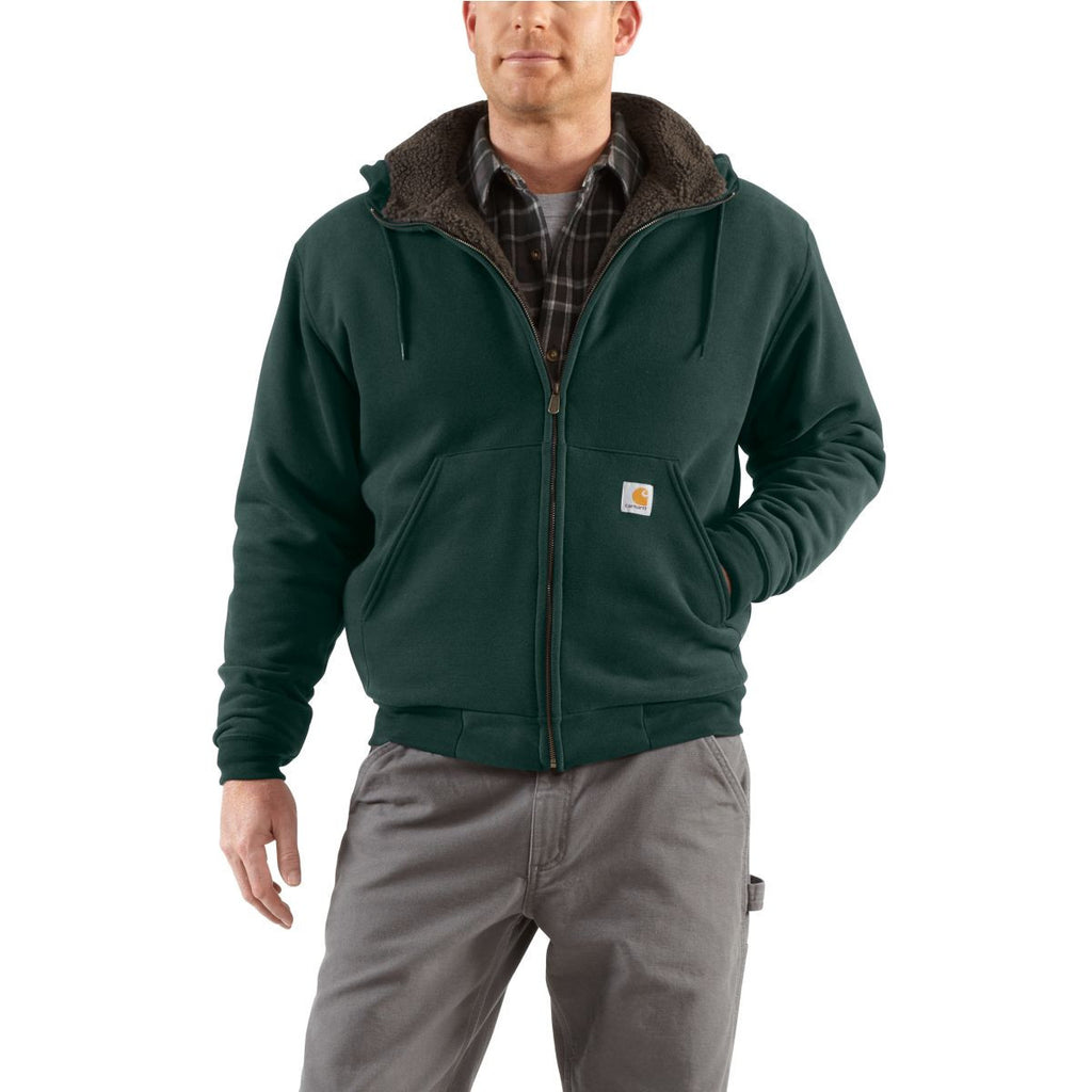 Carhartt Men's Canopy Green Collinston Brushed Fleece Sherpa Lined Sweatshirt