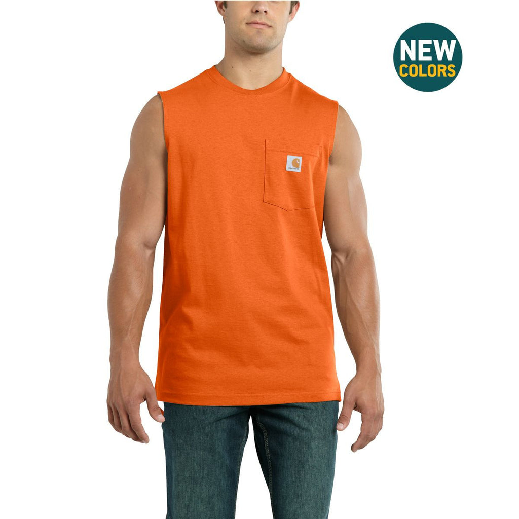 Carhartt Men's Orange Workwear Pocket Sleeveless T-Shirt