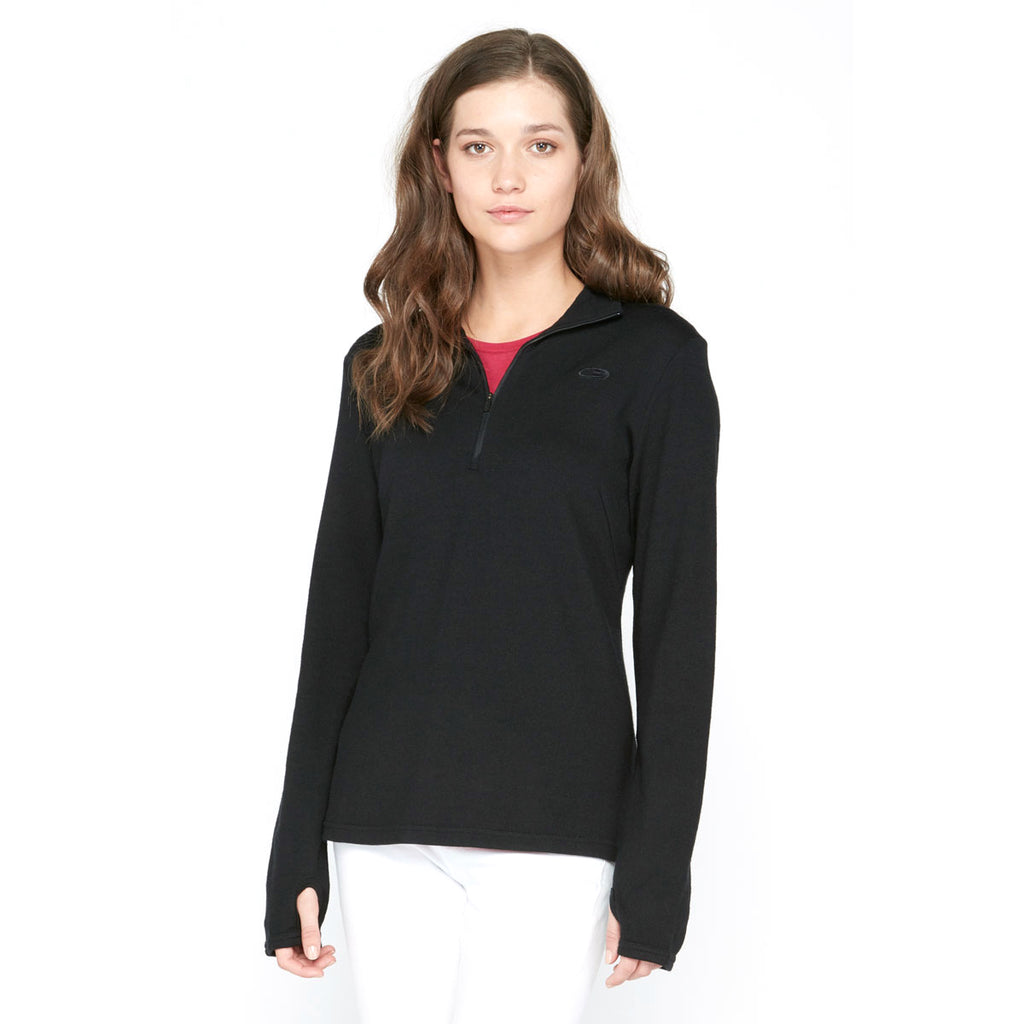 Icebreaker Women's Black Original Long Sleeve Half Zip