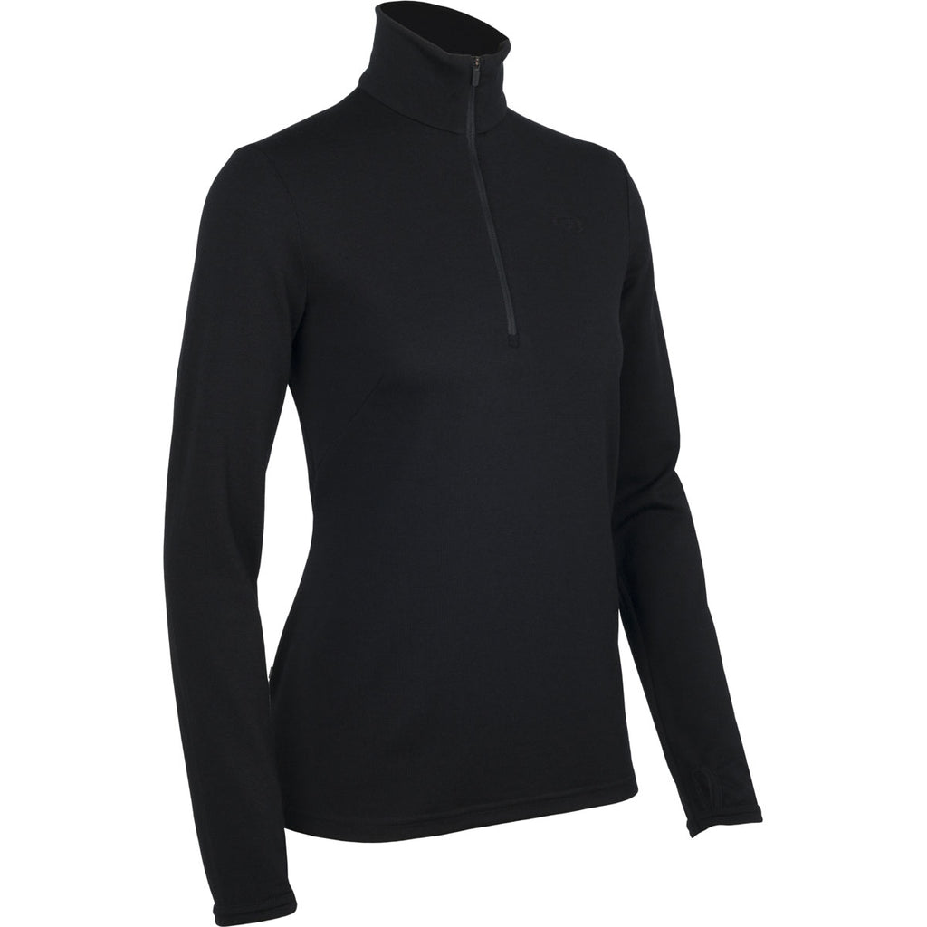 Icebreaker Women's Black Original Long Sleeve Half Zip