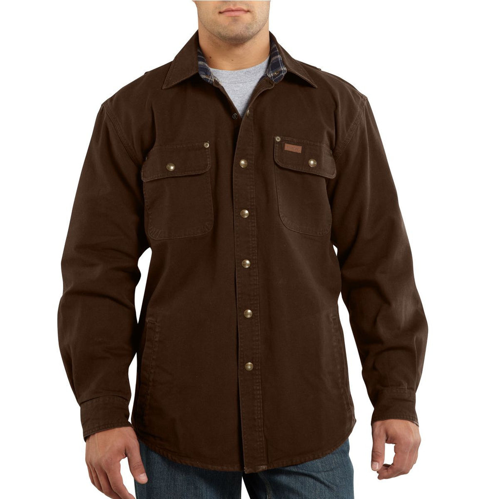 Carhartt Men's Dark Brown Weathered Canvas Shirt Jacket