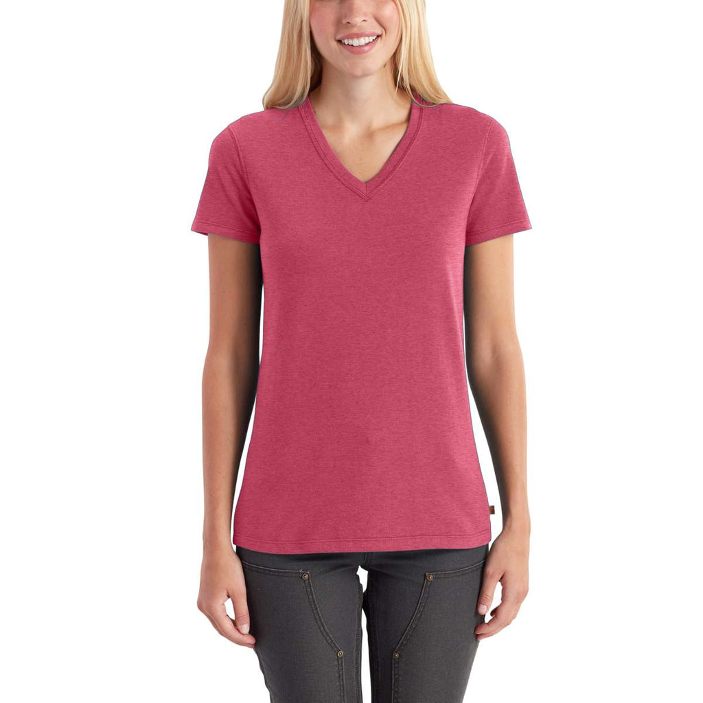 Carhartt Women's Cranberry Heather Lockhart Short Sleeve V-Neck T-Shirt