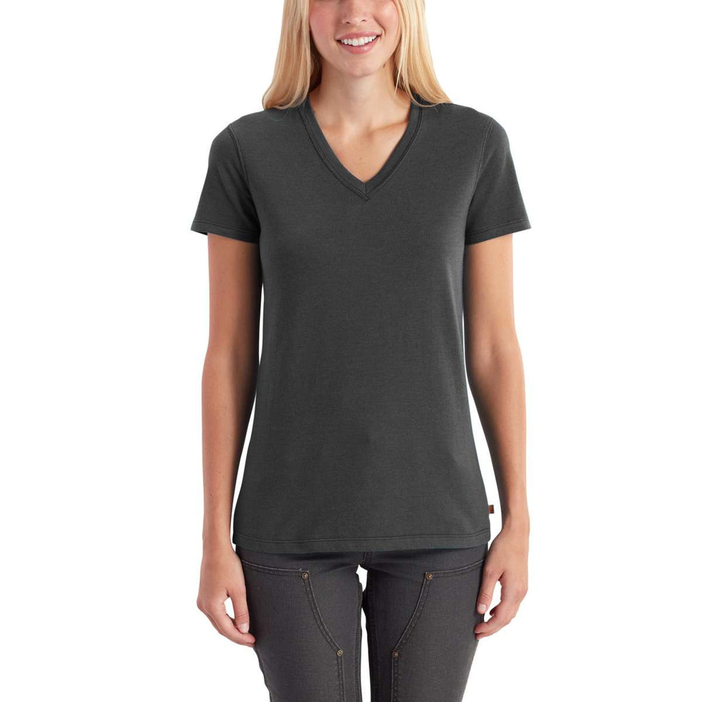 Carhartt Women's Carbon Heather Lockhart Short Sleeve V-Neck T-Shirt