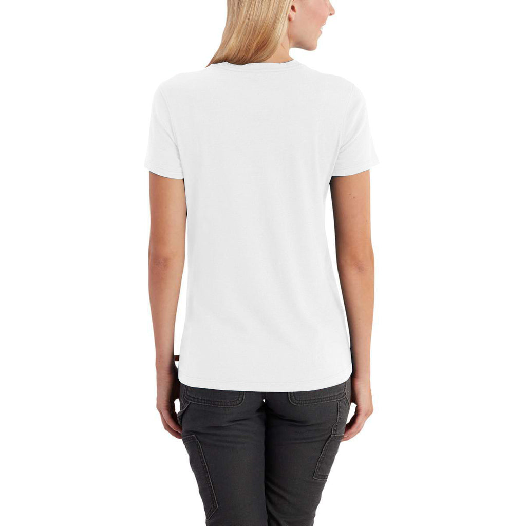 Carhartt Women's White Lockhart Short Sleeve V-Neck T-Shirt