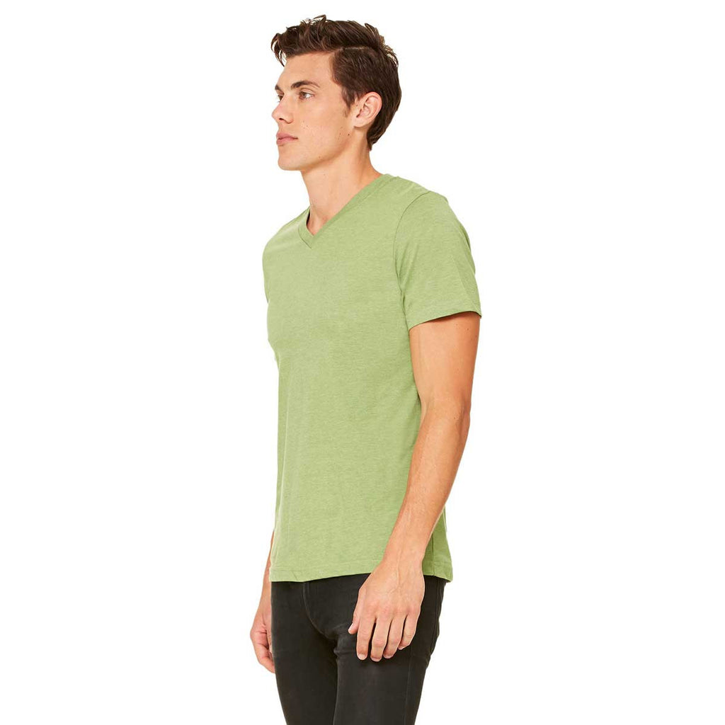 Bella + Canvas Unisex Heather Green Jersey Short-Sleeve V-Neck T-Shirt