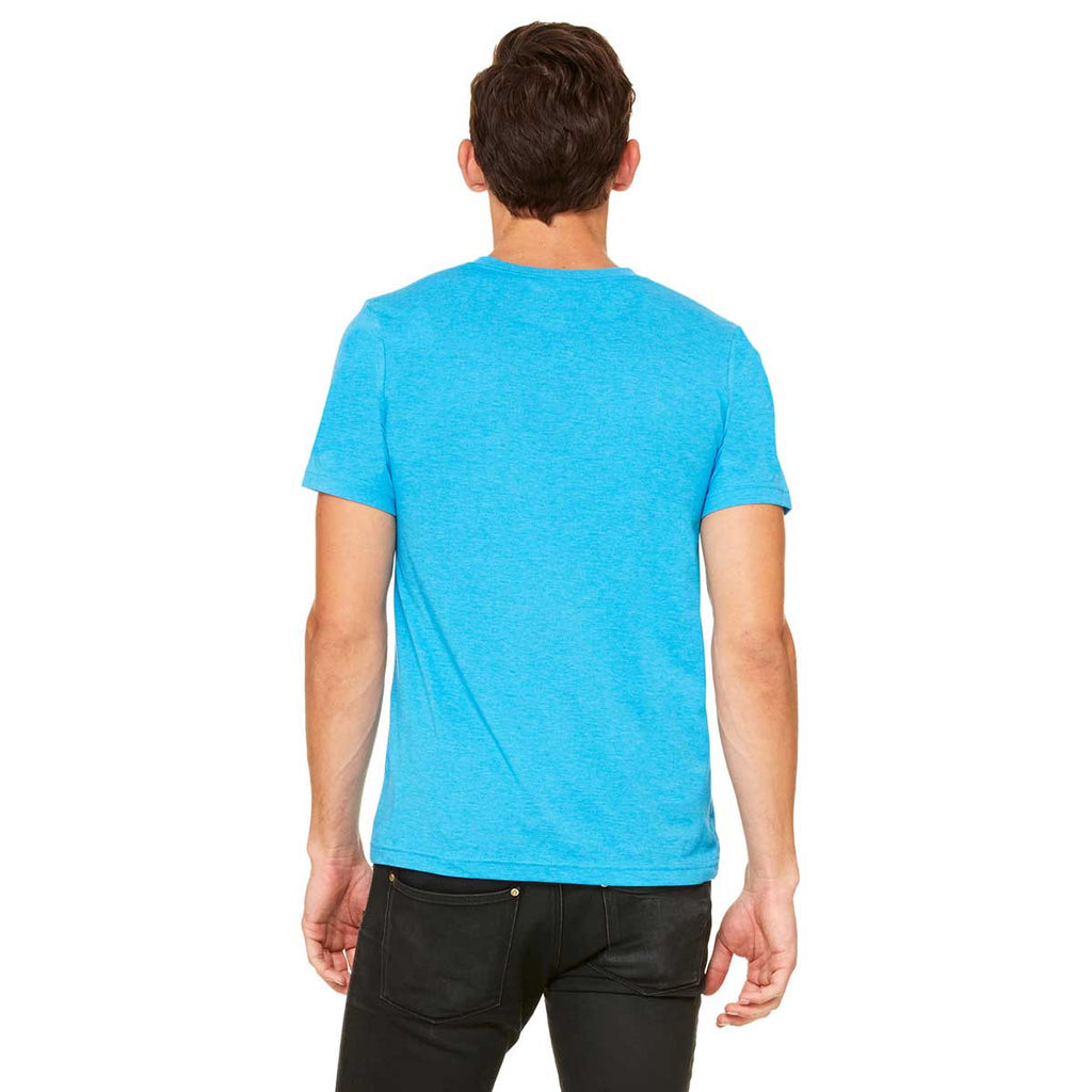 Bella + Canvas Unisex Neon Blue Jersey Short-Sleeve V-Neck T-Shirt
