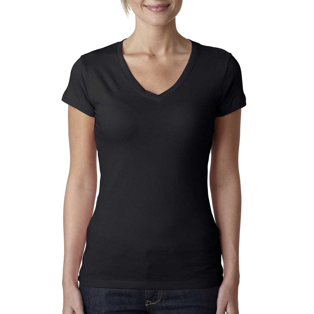 Next Level Women's Black Sporty V-Neck Tee