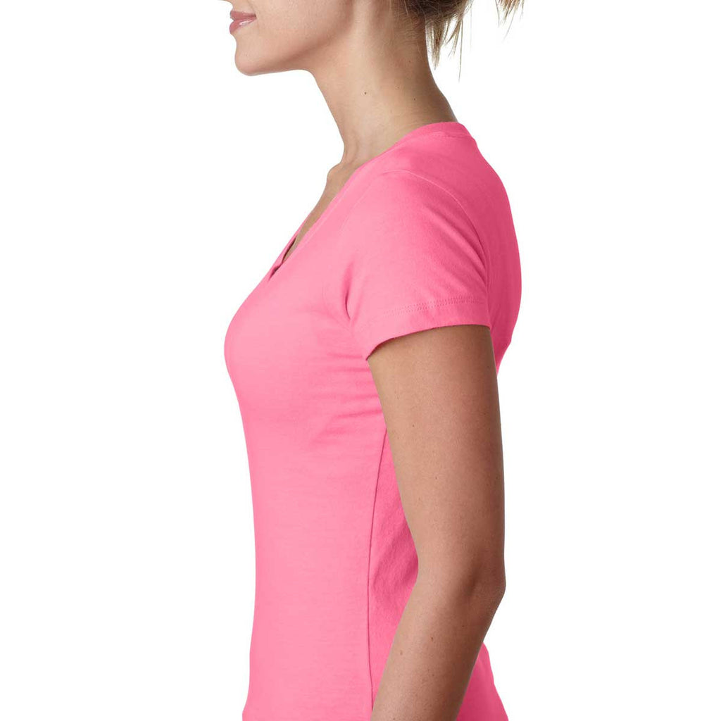 Next Level Women's Hot Pink Sporty V-Neck Tee