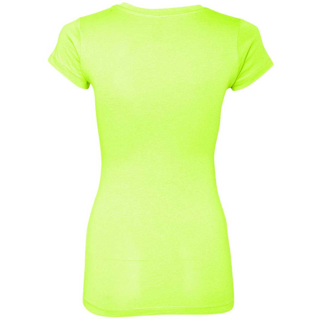 Next Level Women's Neon Yellow Sporty V-Neck Tee