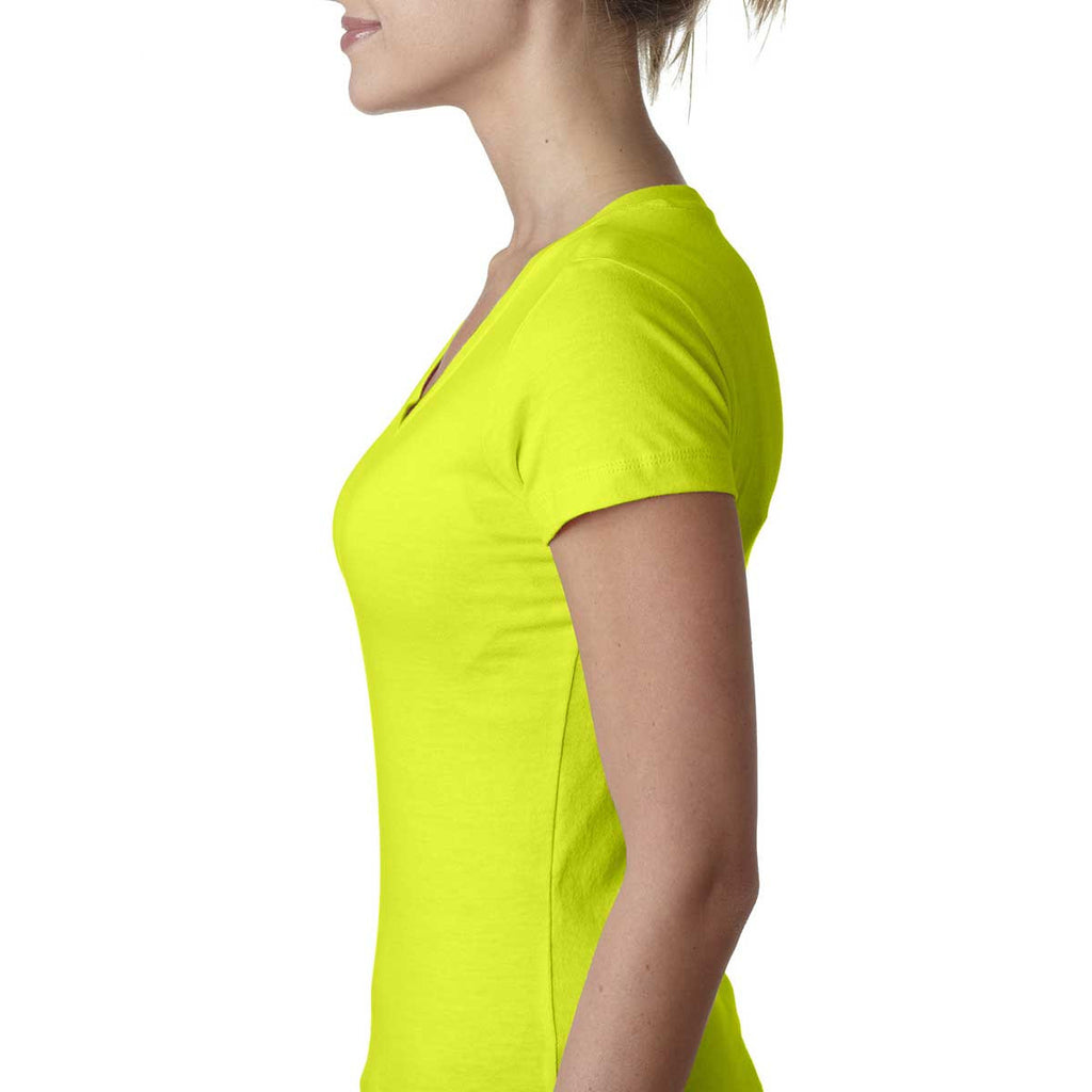 Next Level Women's Neon Yellow Sporty V-Neck Tee