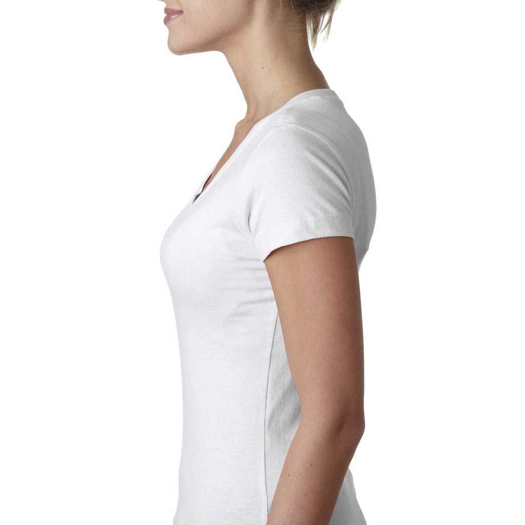 Next Level Women's White Sporty V-Neck Tee