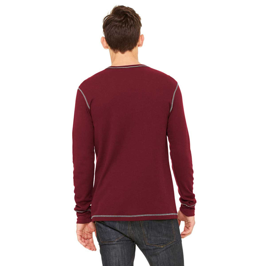 Bella + Canvas Men's Maroon/Silver Thermal Long-Sleeve T-Shirt