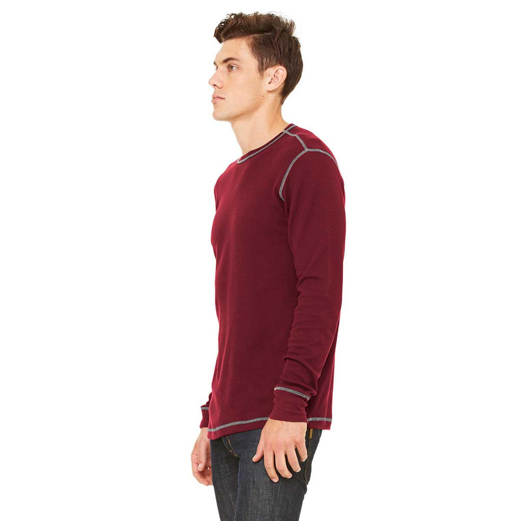 Bella + Canvas Men's Maroon/Silver Thermal Long-Sleeve T-Shirt